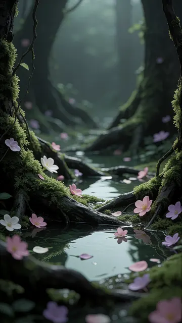 Dark Petal Stream — gothic, dark, flowers phone wallpaper