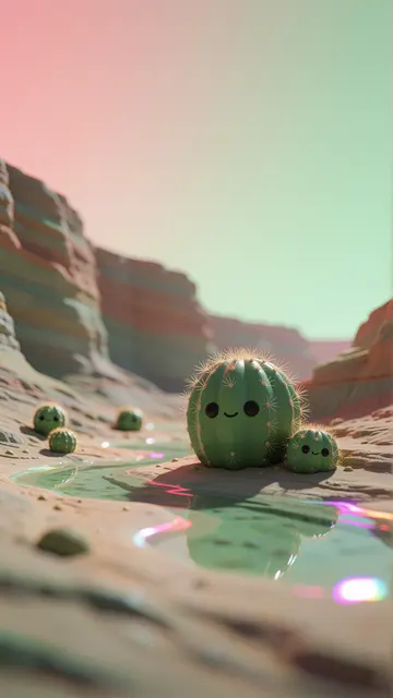 Desert Cactus Pals — kawaii, cute, pastel phone wallpaper