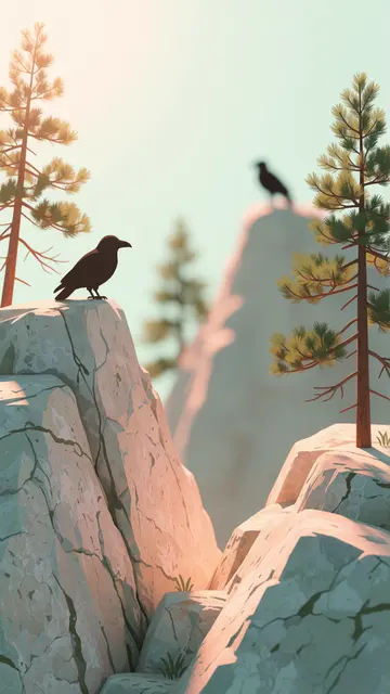 Crow Summit View — gothic, dark, birds phone wallpaper
