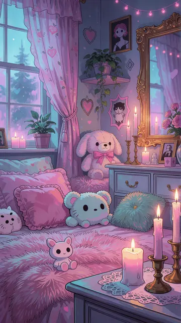 Cozy Shrine — kawaii, cozy bedroom, pink phone wallpaper