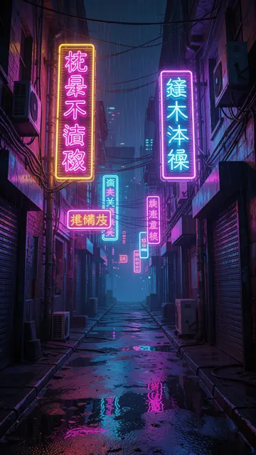 Neon Alley — cyberpunk, neon, rain phone wallpaper
