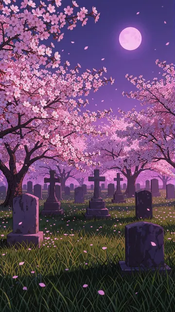 Sakura Graveyard — flowers, gothic, dark phone wallpaper