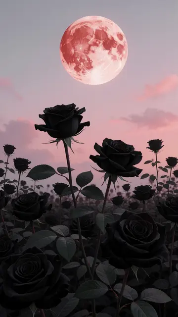 Black Rose Moon — flowers, moon, gothic phone wallpaper