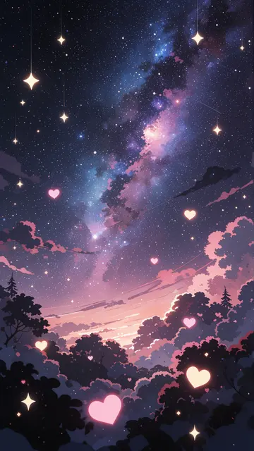 Heart Sky — stars, night, galaxy phone wallpaper
